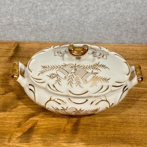 Vtg Norcrest 50th Anniversary Candy Dish Gold Wedding Bells Grandmillennial